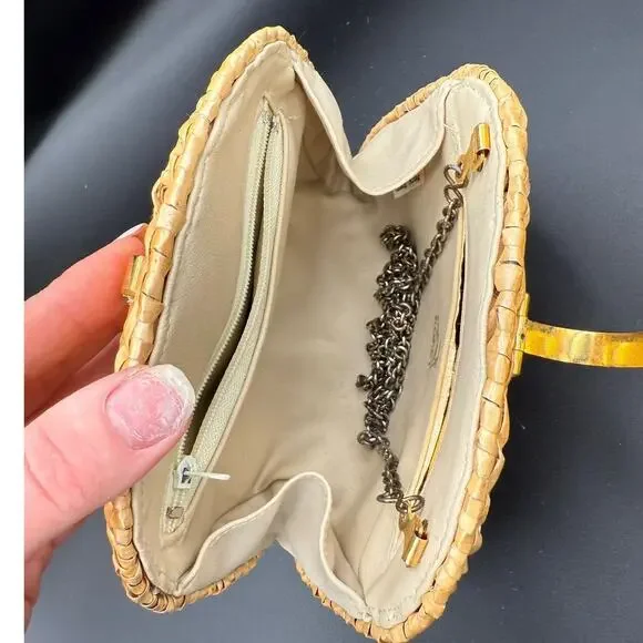 Vintage 1960s Koret Basketweave Natural Gold Handbag Wicker Woven Purse Boho - Picture 9 of 14